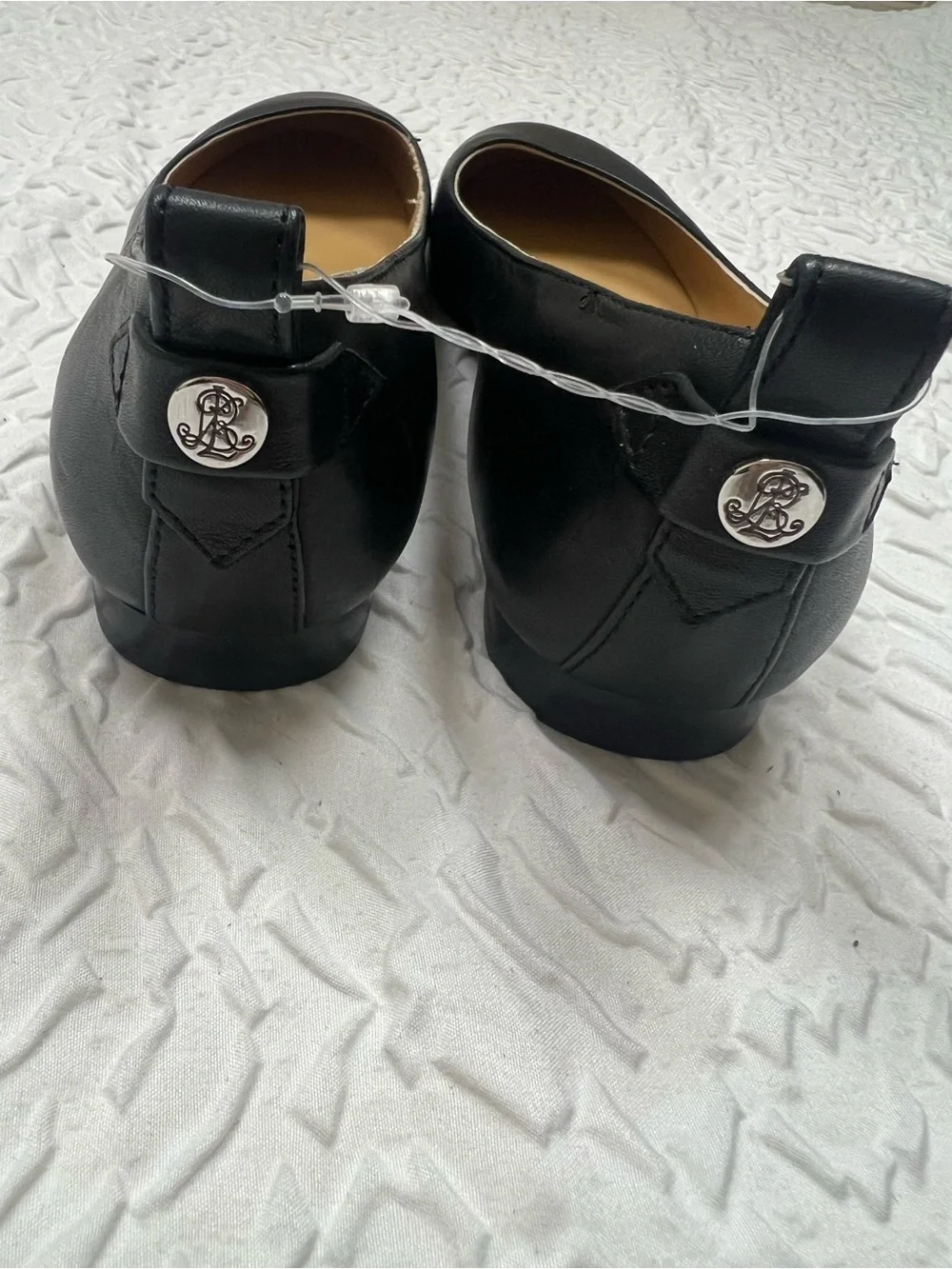 Lauren Ralph Lauren Leather Ballet Flat Black Round-Toe Women's 6.5